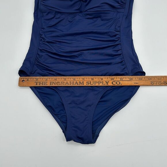 Niptuck Swim Swimsuit Womens 6 Multi Fit Cup One Piece Ruched Blue - Picture 9 of 12